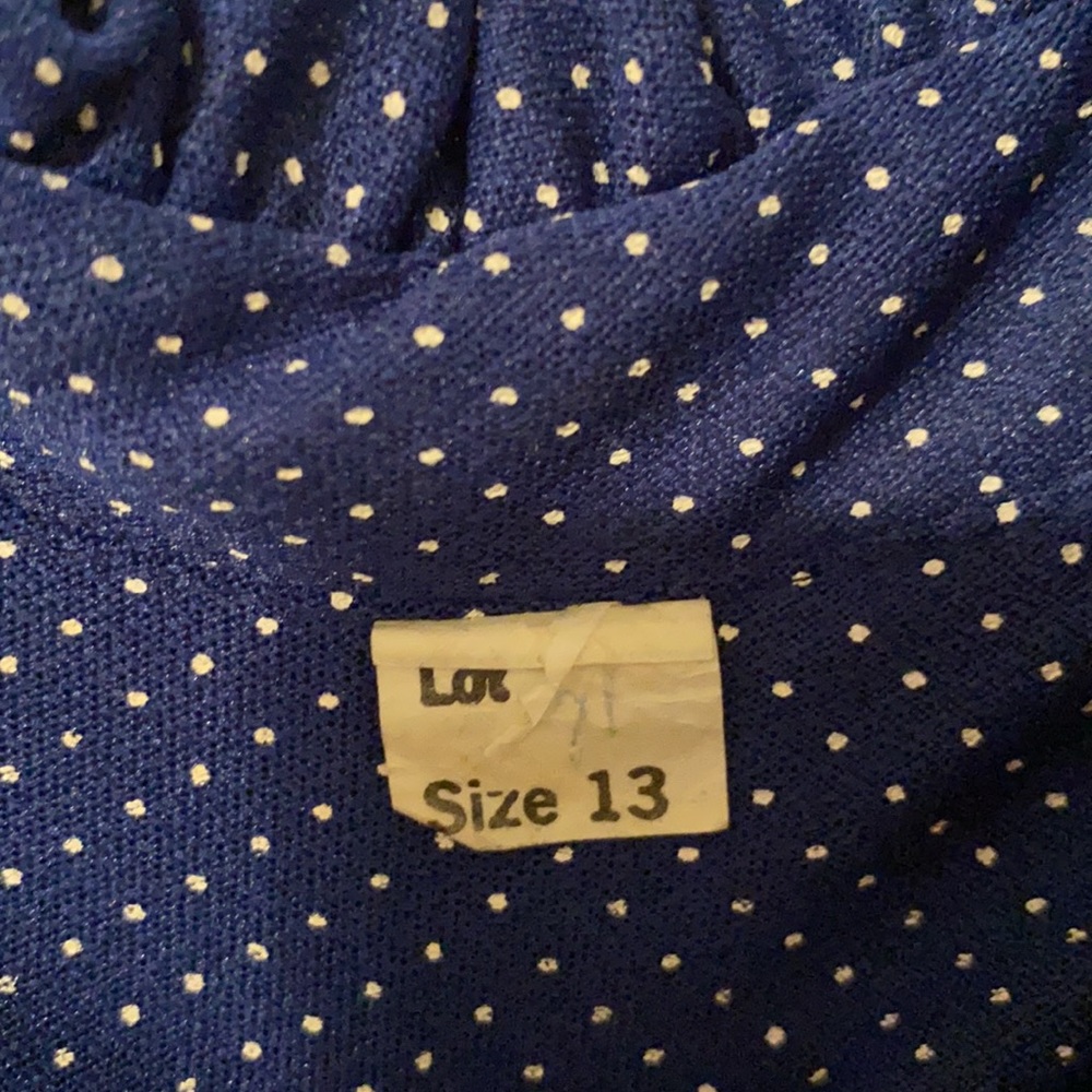 Vintage navy polka dot dress with belt - Picture 5 of 5